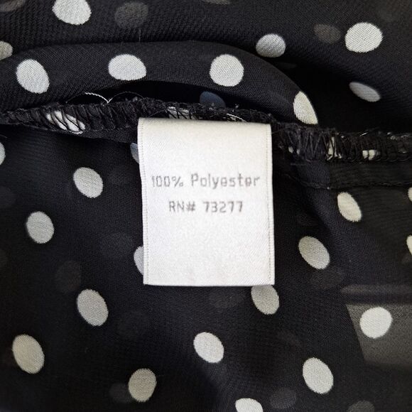 LC Lauren Conrad Sheer Black & White Button-Up Polkadot Puff Sleeve Blouse Sz XS - Picture 6 of 9